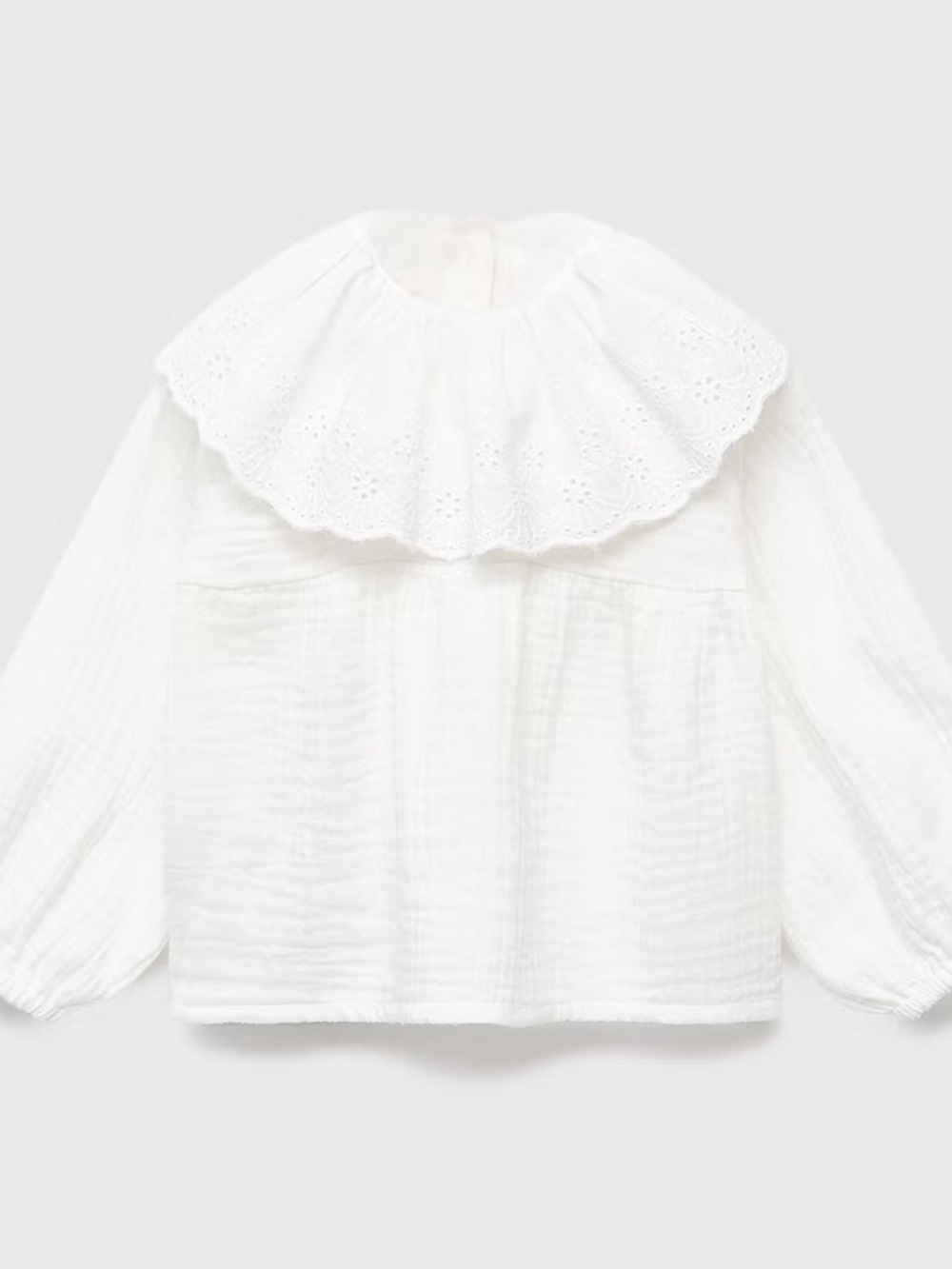 Embroidered babydoll-collar blouse